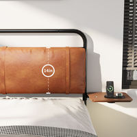 Cadre de lit rembourré intelligent avec charge sans fil et port USB, lit plateforme moderne pour chambre à coucher technologique