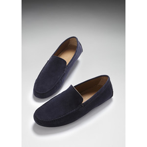 Mocassini da Guida, Blu Navy in Camoscio - Product Image 6