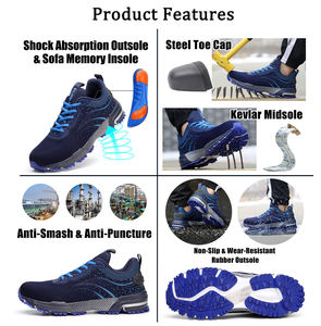 JIANKUN-Zapatos DE SEGURIDAD deportivos industriales para <span class=keywords><strong>hombre</strong></span>, suela intermedia antipinchazos con punta de acero, goma + EVA, botas de trabajo antideslizantes - Product Image 4