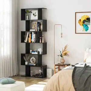 Living Room Black Cube Shaped Book Shelf Two Face Modular Wall Bookshelf Shelving System Plywood Office Modern Wooden Bookcase