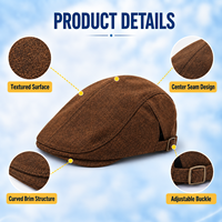 Casquette plate en faux daim marron café foncé, à effet moucheté riche, avec bord rigide court, pour hommes et femmes, style décontracté chic, vente en gros