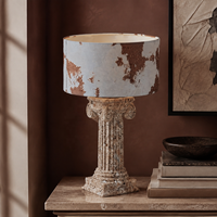 Lampe de table WeiVibe Tall Tiramisu en travertin avec abat-jour en pierre naturelle E27, lumière décorative pour chambre d'hôtel et salon