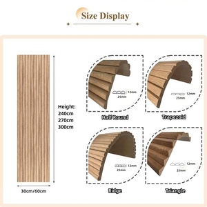 Panneau mural en bois flexible demi-rond, panneau mural cannelé pliable, panneau mural en bois courbé pour la rénovation et la décoration intérieure - Product Image 3