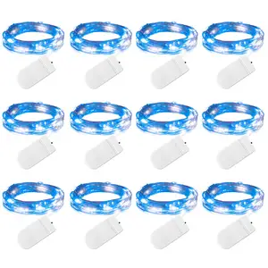 2M 20LED Fio de Prata Waterproof Water Firefly 12 Packs Luzes de Fada LED Luzes de Corda a Bateria para DIY Festa de Casamento Natal