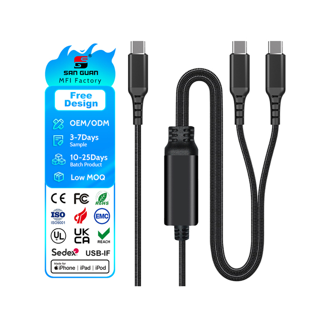 100W 2 1 Multi USB C Braid Charging Cable PD Fast Charge 5A 20V Computer for for S23 Ultra Laptop Tablet High Speed