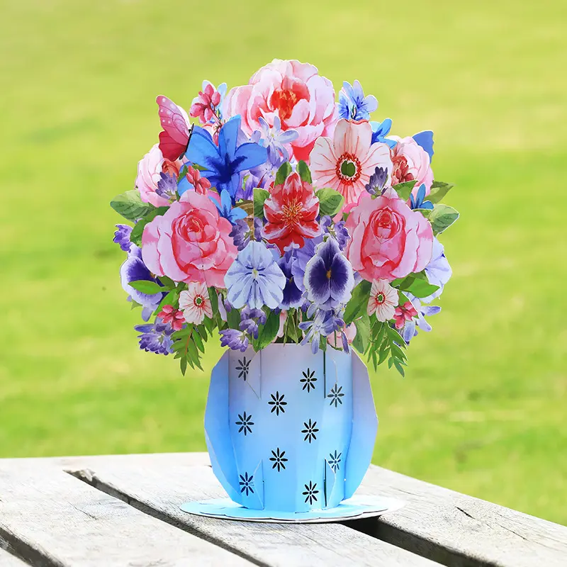 Xinduco tiga dimensi buket aroma hiasan bunga liburan salam kartu 3D dengan aroma gardenia