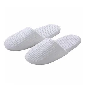 Custom Logo Waffle Material Sponge Sole Disposable Hotel Spa Indoor Slippers