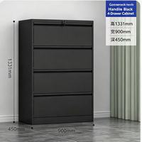 Archivador Vertical de Acero con 4 Cajones y Cerradura de Seguridad, Rieles con Rodamientos de Bolas para Almacenamiento de Documentos de Oficina
