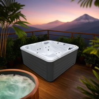 Baignoire d'extérieur autoportante moderne en acrylique pour 5 personnes avec hydromassage et drain, idéale pour villa