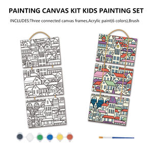 零售定制工厂批发MDF板框架拉伸画布3件套儿童绘画套装 - Product Image 3