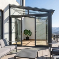 Véranda de jardin d'hiver 6063 T6 en aluminium, moderne, écologique, préfabriquée, serre en verre inclinée, 4 saisons