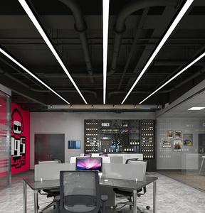 Lumière linéaire pendante à LED suspendue au plafond, en aluminium, anti-éblouissement, raccordable, montée en surface, pour bureau, moderne et commerciale - Product Image 1