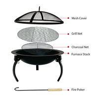 Barbecue et foyer 2-en-1 portables et pliables multi-combustibles pour camping, jardin et terrasse