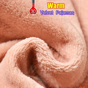 <span class=keywords><strong>Pigiama</strong></span> da donna in <span class=keywords><strong>velluto</strong></span> autunno inverno, completo con top a maniche lunghe e scollo rotondo + pantaloni larghi con elastico in vita, tinta unita, caldo e confortevole - Product Image 4