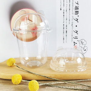 ฝาปิดแก้วแพนด้าแบบใช้แล้วทิ้ง ขนาด 90 มม. 95 มม. ทำจากพลาสติก PET ใส รูปทรงครึ่งวงกลม สำหรับภาชนะบรรจุเครื่องดื่ม - Product Image 4