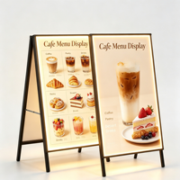 Boîte lumineuse publicitaire haut de gamme en forme de A, support de menu LED double face pour restaurant, café, restauration rapide, panneau d'affichage