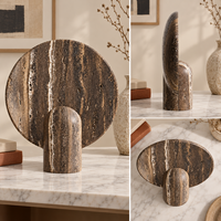 Lampe de table en travertin jaune, base ronde sculpturale en pierre, lumière G9 pour salon, chambre, entrée, décoration moderne pour la maison