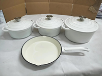 Poêle à double poignée écologique en fonte émaillée antiadhésive, compatible four et induction, lavable au lave-vaisselle, pour la cuisine domestique (lot de 4)