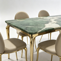 Table à manger moderne de luxe avec plateau en marbre et pieds en métal pour la maison, les restaurants, les mariages, les hôtels, personnalisable