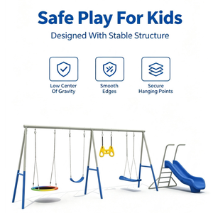 Set <span class=keywords><strong>Altalena</strong></span> e Scivolo Multifunzione in PVC <span class=keywords><strong>per</strong></span> Bambini, Attrezzatura da Gioco Commerciale <span class=keywords><strong>per</strong></span> Esterni, Capacità 500kg, Vendita all'Ingrosso - Product Image 2