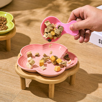 Gamelle en céramique pour animaux de compagnie, motif chat mignon, pour friandises et nourriture en conserve, avec base surélevée, protection du cou, anti-renversement, design dégradé peu profond