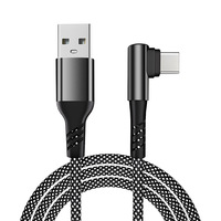 Câble de données USB vers Type-C à connecteur coudé droit, personnalisable avec logo, tressé, pour téléphones Android et ordinateurs, charge rapide