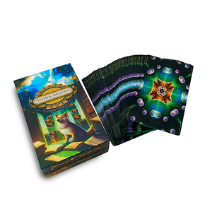 Personalizado impreso de lujo <span class=keywords><strong>Tarot</strong></span> oráculos tarjeta cubierta verde hoja bordes papel Flip caja de embalaje - Product Image 3
