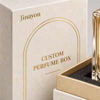 Boîte rigide pour parfum en papier spécial crème 10x10x14cm avec insert en mousse surélevée |   Jinayon