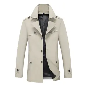 Ivy81045A 2021 men windbreaker men spring autumn business casual jacket men slim delicate trench coat