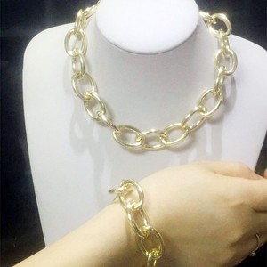 Collar de Cadena de Moda, Color Plateado, Cadena de Aluminio Exagerada, Estilo Punk Minimalista Hip Hop para Hombres y Mujeres - Product Image 4