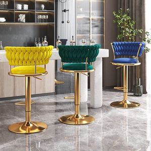 Modern Velvet <b>Height</b>-<b>Adjustable</b> Bar <b>Stool</b> for Home Office and Hotel Use Durable Metal Legs Cash Register Counter <b>Height</b> - Product Image 4