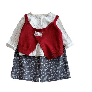 Tongxingyuan Girls Three Piece Set Knitted Vest Floral Top Wide Leg Pants Spring Autumn Cotton Outfit - Product Image 5