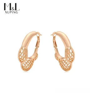 ML98589 XUPING ML Store Top-ranking products fine jewelry 18K gold color Mesh hollow design Heavy big wholesale clip on earrings