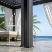 Pergola extérieure en aluminium avec revêtement en poudre, écologique, durable, toit à lames motorisées, imperméable, bioclimatique, gazebo pour patio