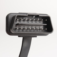 60cm coche OBD2 16 pines 8-Core macho a hembra Cable de extensión OBD codo Cable plano