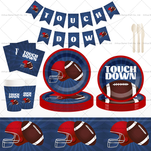 DAMAI Football Party Supplies Kit Paper Napkins Plates Cups Touchdown Theme <b>Game</b> Day Tailgate Decoration - Product Image 2