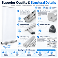 Support de bannière rétractable en aluminium personnalisé avec un design léger et portable pour la publicité commerciale et les expositions