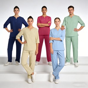 Xiyin Unisex Hospital Uniform Set V-Neck Button Up Moisture Wicking Workwear <b>Scrubs</b> For Medical Staff - Product Image 1
