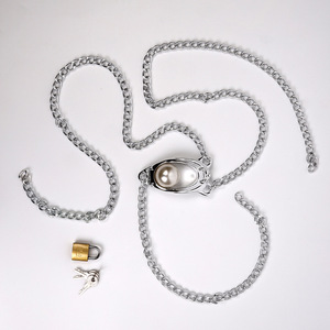 大人女性用BDSM拘束具ハート型T字型貞操帯不正行為防止ロック式金属パンティーSM禁欲用セックストイ - Product Image 4