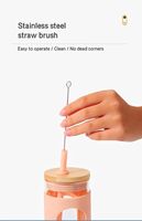 Gobelet en verre réutilisable pour boire du café glacé, de l'eau et du smoothie, avec manchon de protection en silicone, paille et couvercle