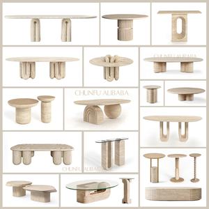 Table basse <span class=keywords><strong>de</strong></span> salon en bois massif <span class=keywords><strong>de</strong></span> travertin en pierre naturelle en forme <span class=keywords><strong>de</strong></span> fleur <span class=keywords><strong>de</strong></span> prunier créative <span class=keywords><strong>de</strong></span> style minimaliste moderne - Product Image 4