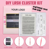 Kits de cils en grappe DIY 3D D Curl en faux vison super moelleux, réutilisables, avec plateau à cils en matériau PBT