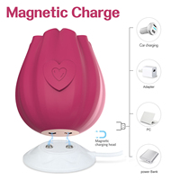 Klitoris-Stimulator aus Silikon in Rosenform mit USB-Anschluss und 7 Frequenzen, Ohne Spermizide & Latex, für Frauen