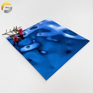 V163 쇼핑몰 벽 천장 장식 실버 미러 마무리 양각 물 리플 스테인레스 스틸 금속 시트 - Product Image 6