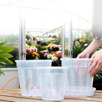 Pots de drainage pour jardin domestique avec trous, paniers transparents pour orchidées, pots de fleurs en plastique respirants, accessoires