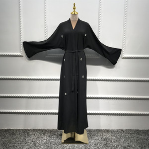 Árabe cintura simple abalorios flor sección larga elegante personalizado musulmán vestido de mujer abaya - Product Image 5