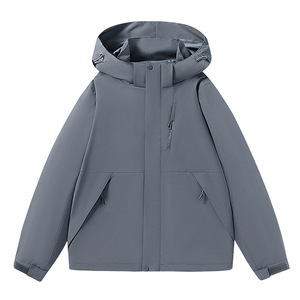 Men's Windproof Hooded <b>Jacket</b> Solid Color Outdoor Single Layer With Pocket Full Sleeve Workwear - Product Image 4