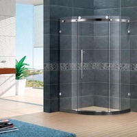 Cabine de douche coulissante en acier inoxydable sans cadre de forme sectorielle au design moderne
