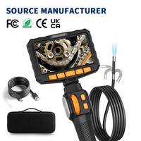 Endoscope industriel bidirectionnel 6 mm 6 LED avec écran 5 pouces, endoscope industriel pour voitures, caméra endoscopique automobile étanche à LED