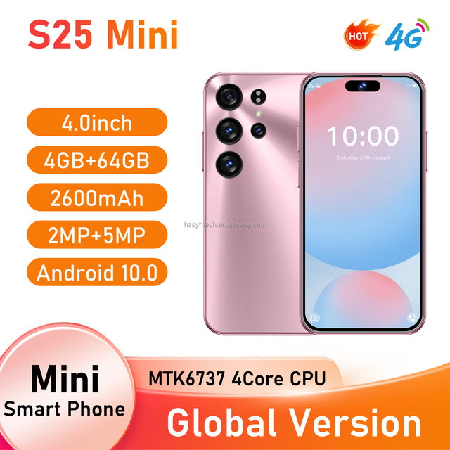 Hot Selling S25 Mini Phone 4.0 Inch 4GB+64GB HD Camera Mini Android Dual SIM Smartphone Quick Unlock Multi-tasking